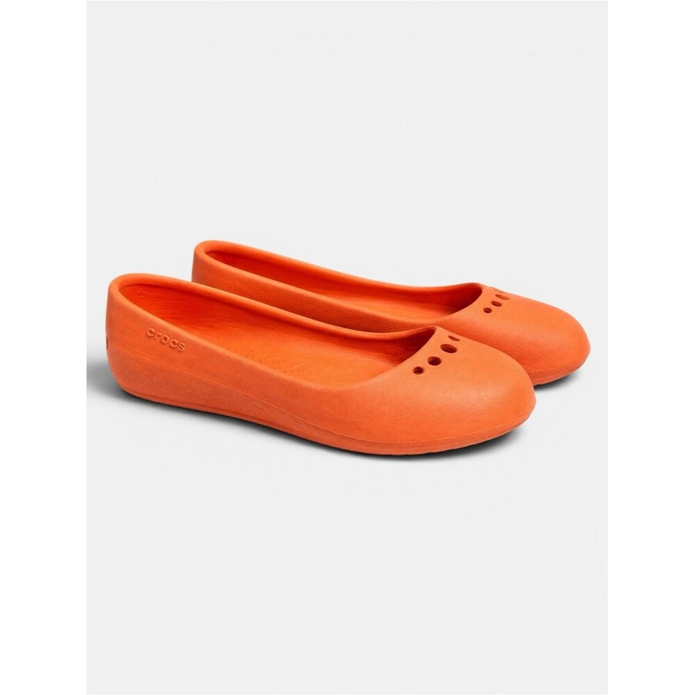 Crocs Prima Ballet Flats Orange Size 8 Lightweight Comfort Slip On Casual Shoe